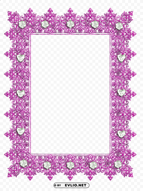 Pink Transparent Frame With Diamonds Clean Background Isolated PNG Graphic