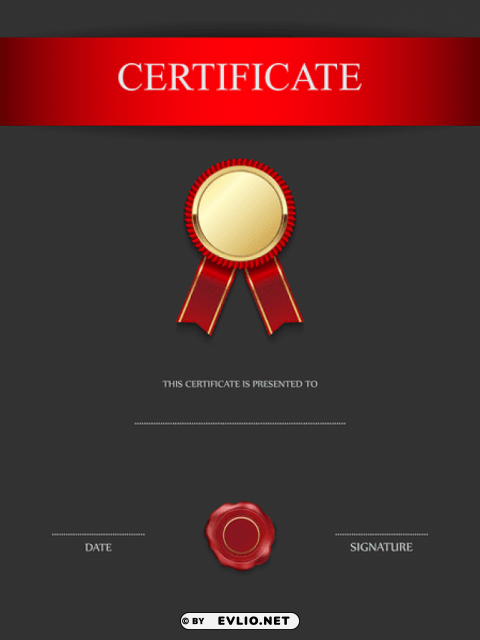 red and black certificate template PNG images with clear background