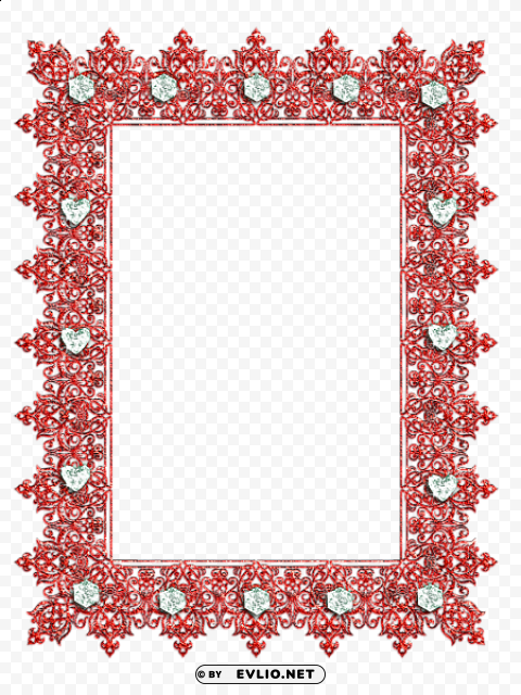 red transparent frame with diamonds Clean Background Isolated PNG Image