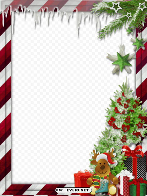 Transparent Christmas Photo Frame With Cute Reindeer PNG Images With No Background Necessary