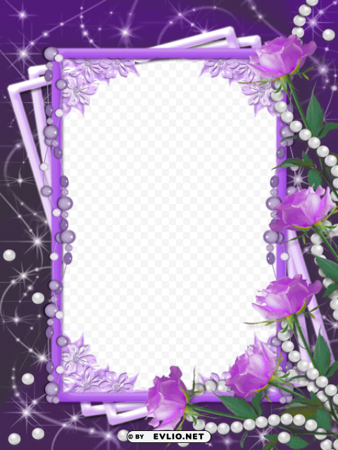  purple flower frame Transparent PNG Isolated Graphic Detail