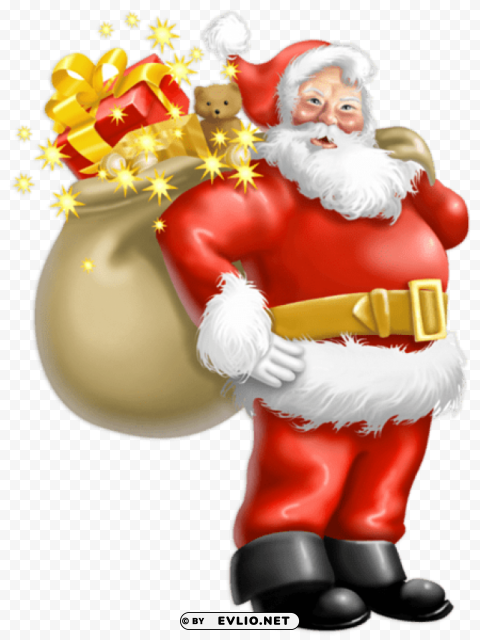  santa claus with gifts Transparent Background PNG Isolated Icon