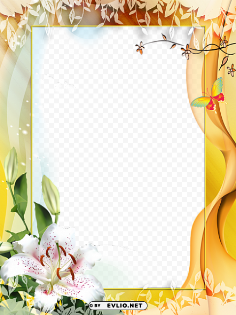 yellow transparent frame with lilium flowers PNG images with no fees