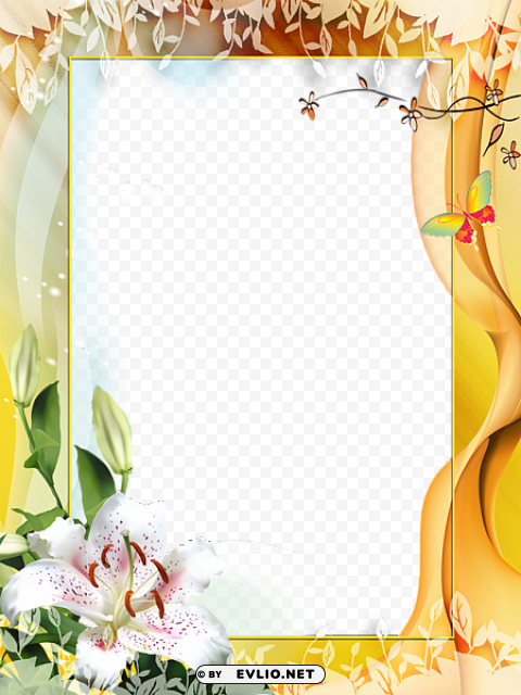 Yellow Transparent Frame With Lilium Flowers PNG Images With No Fees