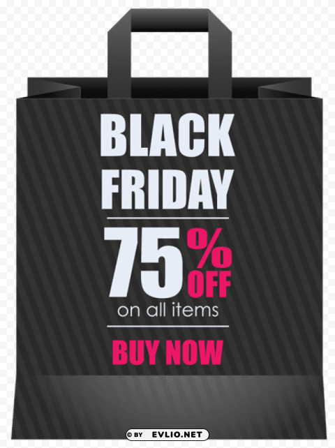 black friday 75% off black shoping bagpicture PNG Graphic with Isolated Clarity