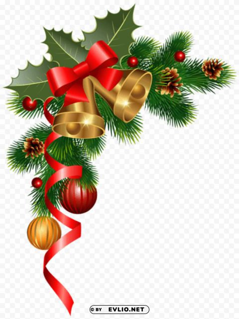 christmas corner decoration Clear Background PNG Isolated Graphic