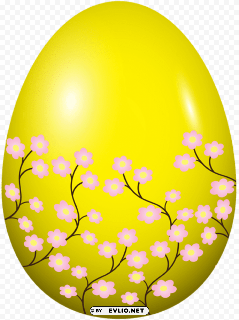easter spring egg yellow Isolated Artwork with Clear Background in PNG