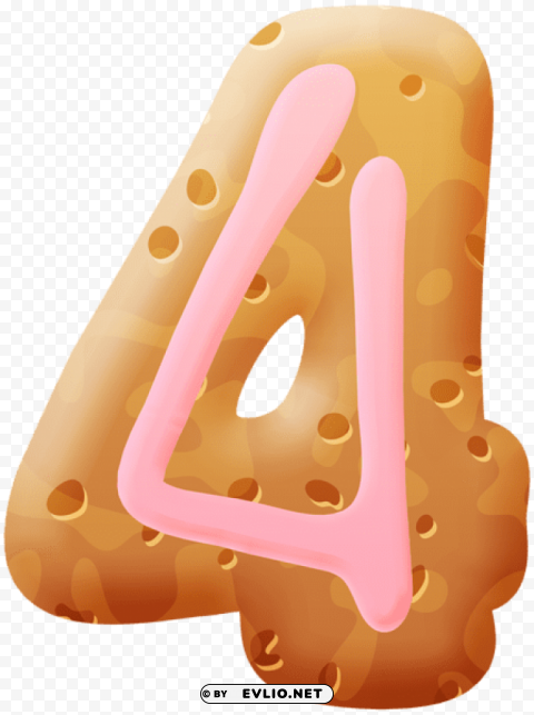 biscuit number four PNG Graphic Isolated on Clear Background