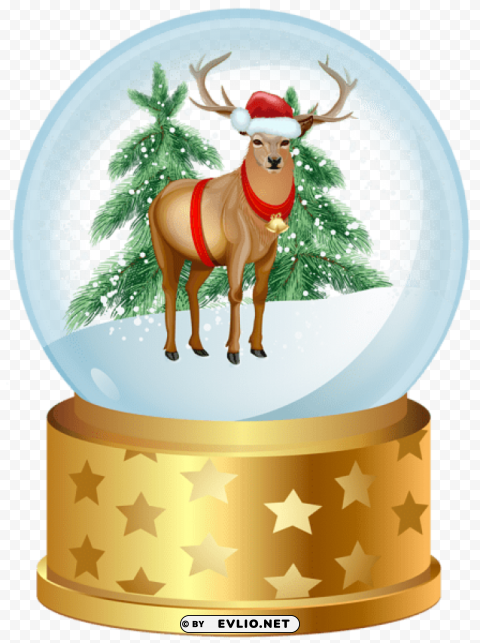 christmas deer snow globe Transparent Background PNG Isolated Element