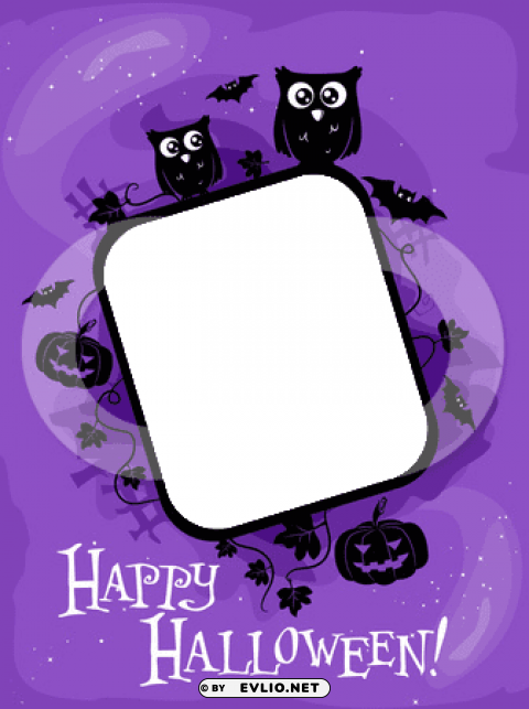 happy-halloween-frame-of-pumpkins-bats PNG with transparent background free