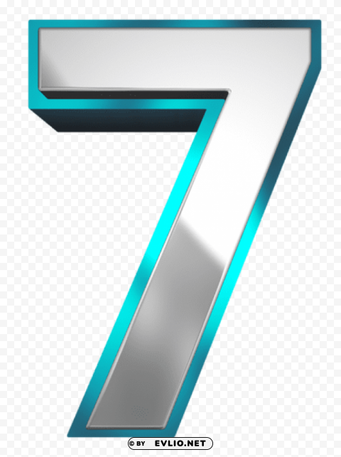 metallic and blue number seven PNG with cutout background