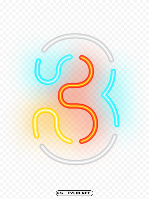 number three neon transparent PNG Image with Isolated Element