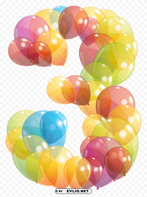 transparent three number of balloons Clear Background PNG Isolated Design