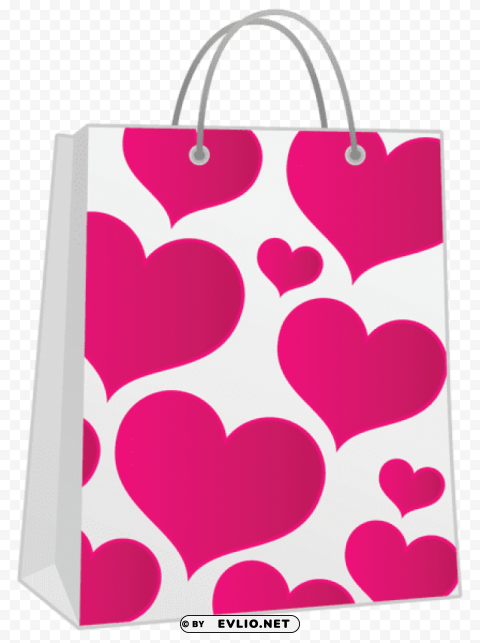 valentine pink gift bag with hearts PNG files with no backdrop wide compilation