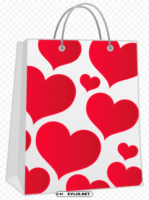 valentine red gift bag with hearts PNG files with no backdrop required