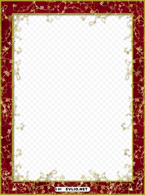 Redframe With Gold Flowers PNG Art