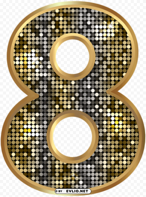 number eight deco gold PNG with transparent bg