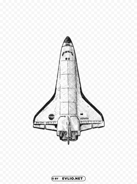 PNG image of Space Shuttle black and white Clear PNG pictures broad bulk with a clear background - Image ID 08ec442b