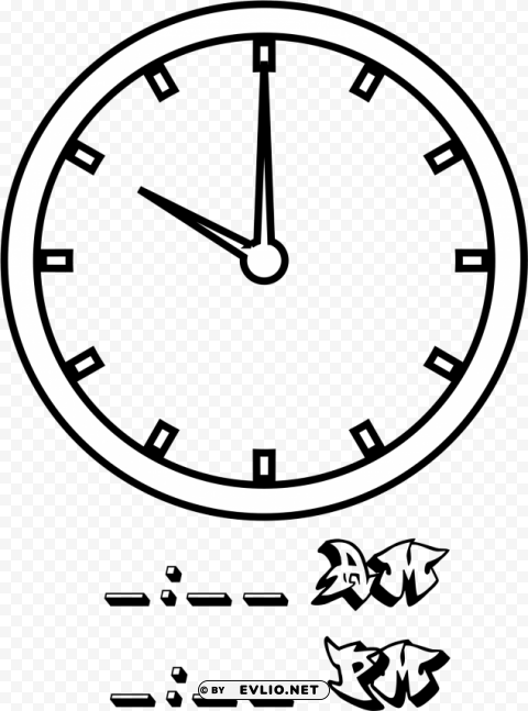 Clock Coloring Book Isolated Artwork On Transparent Background