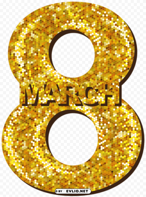 8th march gold transparent ClearCut PNG Isolated Graphic