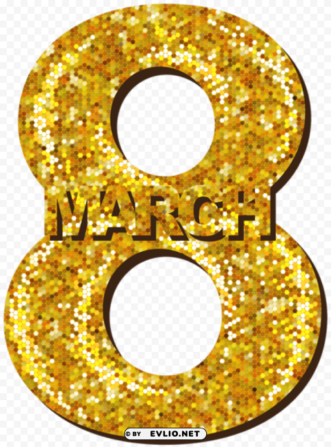 8th March Gold Transparent ClearCut PNG Isolated Graphic