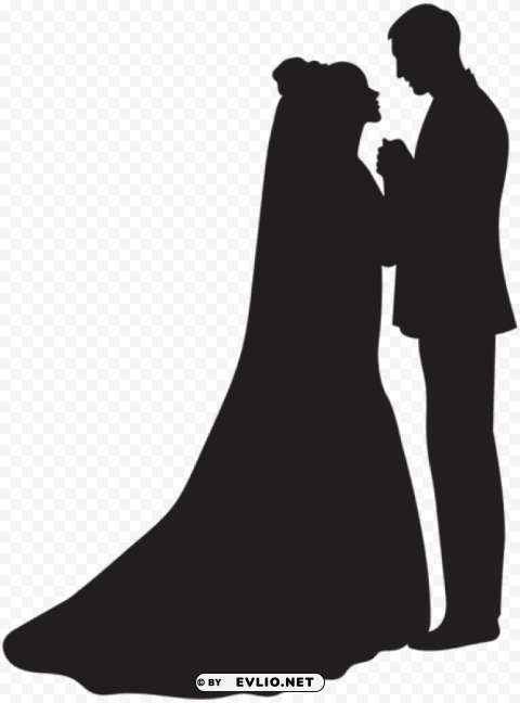bride and groom silhouette PNG transparent elements package