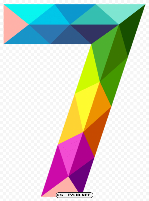 colourful triangles number seven Isolated Item on Transparent PNG Format