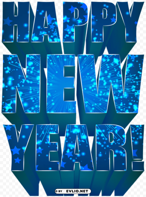 Happy New Year Blue PNG With Alpha Channel For Download