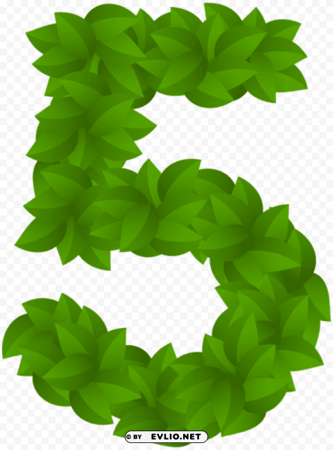 leaf number five green Isolated Object in Transparent PNG Format