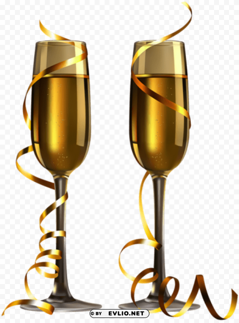 new year champagne glasses PNG transparent graphics bundle