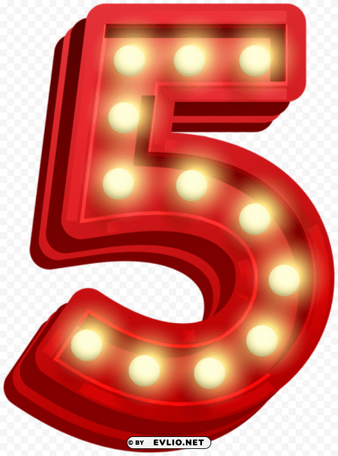 number five glowing Isolated Design Element in PNG Format