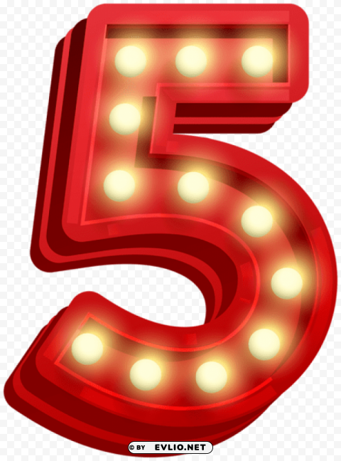 Number Five Glowing Isolated Design Element In PNG Format