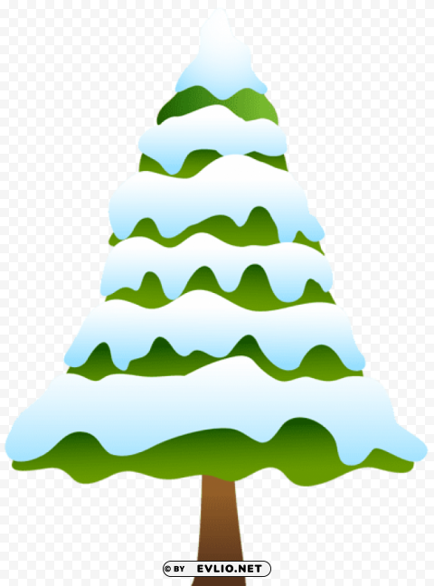 Snowy Pine Tree PNG Graphic Isolated With Clear Background