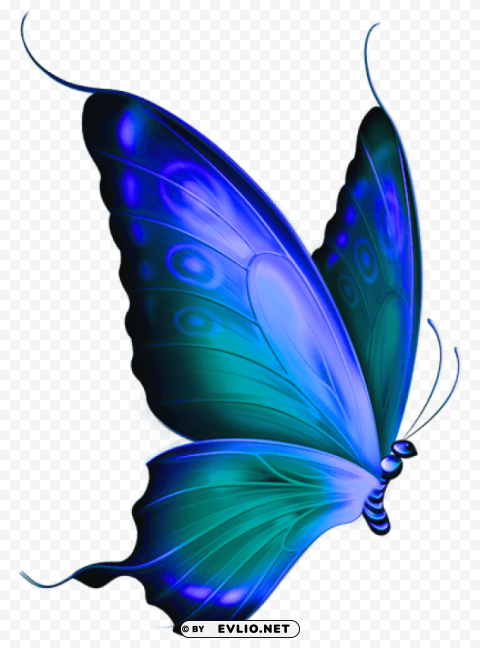  blue and green deco butterfly HighResolution Transparent PNG Isolated Item