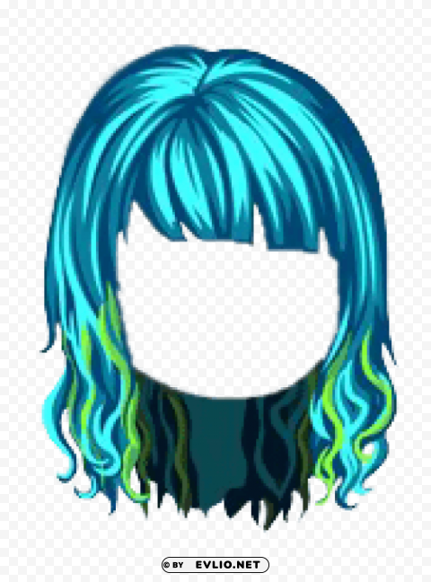 turquoise ninja tribute hair Isolated Graphic on Transparent PNG