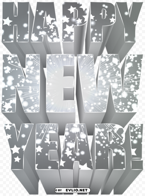 Silver Happy New Year PNG Illustration Isolated On Transparent Backdrop