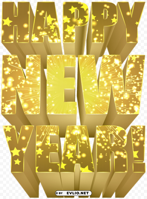 happy new year gold PNG transparent pictures for projects