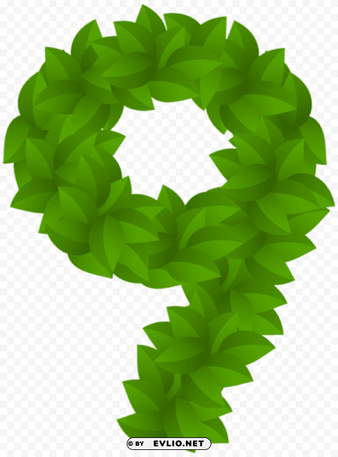leaf number nine green PNG files with clear backdrop collection