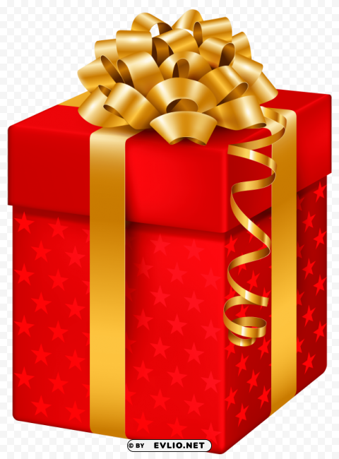 red gift box with stars PNG images with high-quality resolution