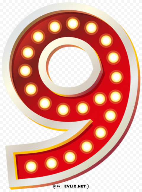 red number nine with lights High Resolution PNG Isolated Illustration