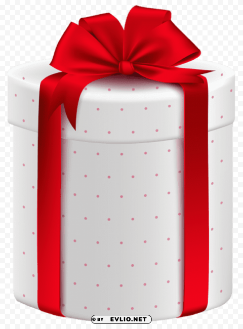white gift box with red bow Transparent design PNG