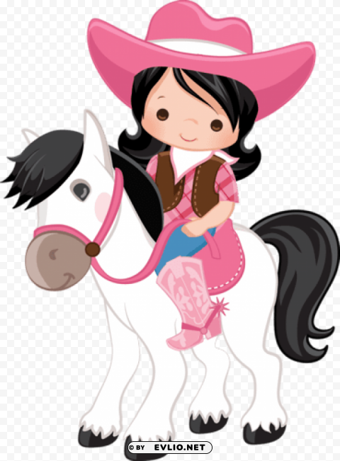cowgirl and horse Transparent Background Isolated PNG Character