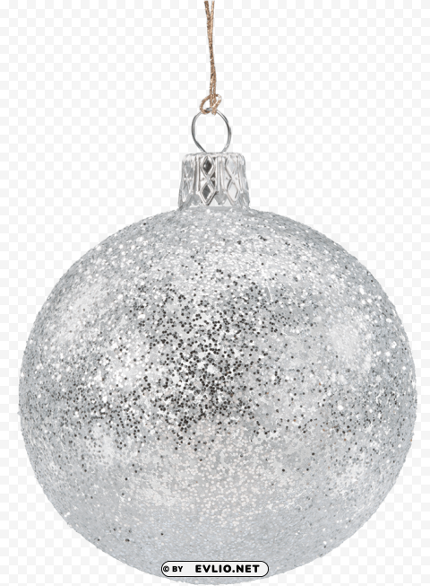 lass bauble silver with glitter 7 cm - christmas silver glitter ball PNG Graphic Isolated with Clear Background