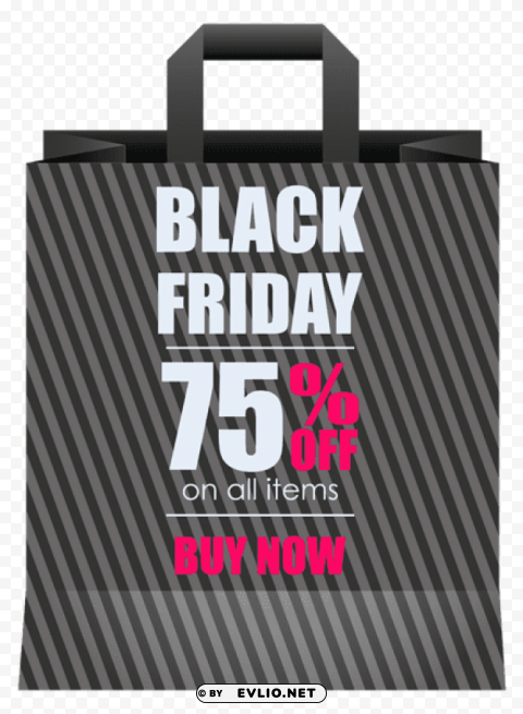 black friday 75% off grey shoping bag PNG Graphic with Transparency Isolation