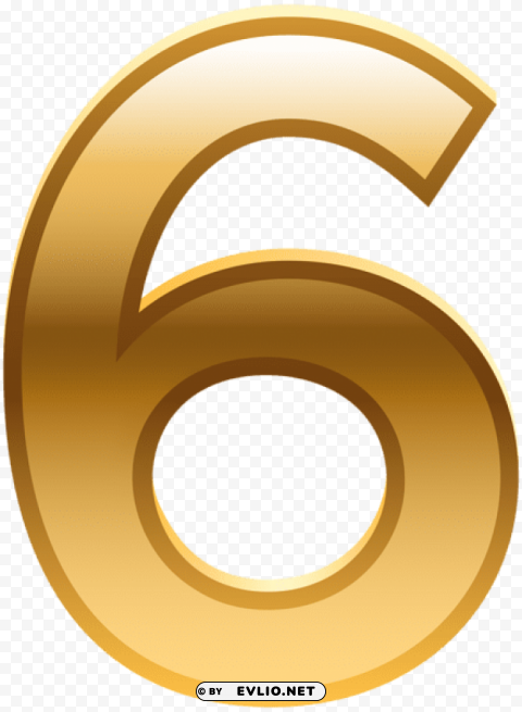 number six golden PNG Graphic Isolated with Clarity