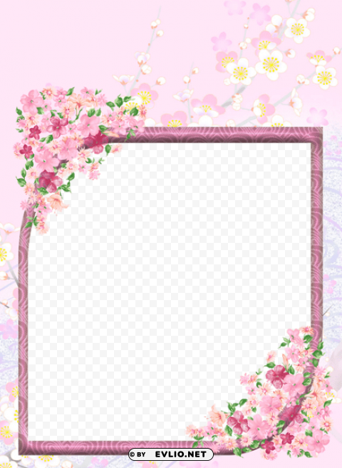 pink flowersframe Isolated Character in Transparent Background PNG