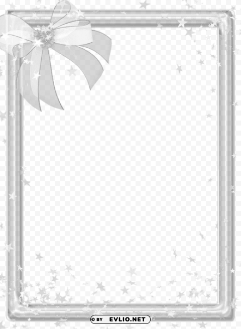 silver transparenframe with bow ClearCut Background Isolated PNG Design