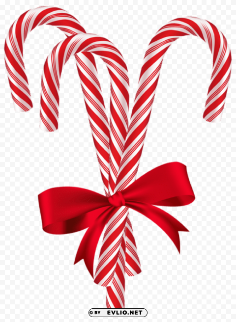 candy canes with red bow PNG Isolated Subject on Transparent Background