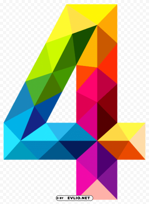 colourful triangles number four Isolated Illustration with Clear Background PNG