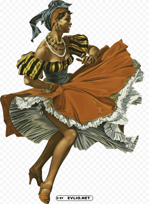 dancer vintage caribbean Transparent Background PNG Isolated Icon